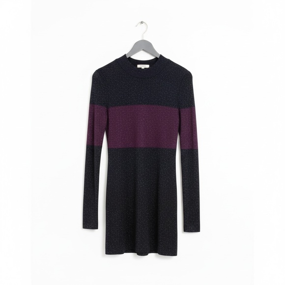 White House Black Market Long Sleeve Dress -‎ Metallic Black & Purple, Bodycon - Picture 7 of 10